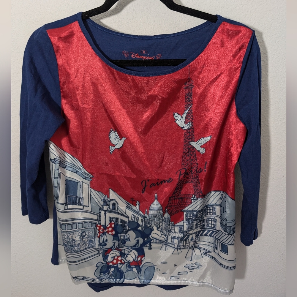 Disneyland Paris Mickey and Minnie Parisian Stroll blouse sz Sm